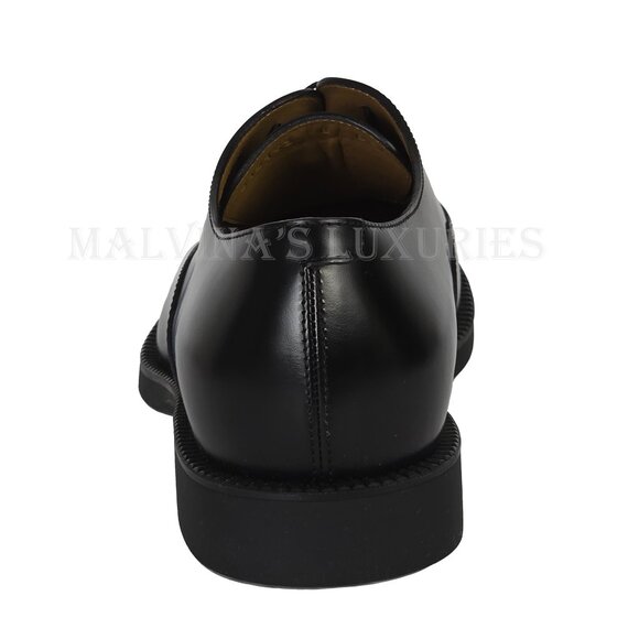 GUCCI SHOES MENS BLACK LEATHER TEMPE CAP OXFORD GG LOGO LINING sz 8 US 8.5 main image 16
